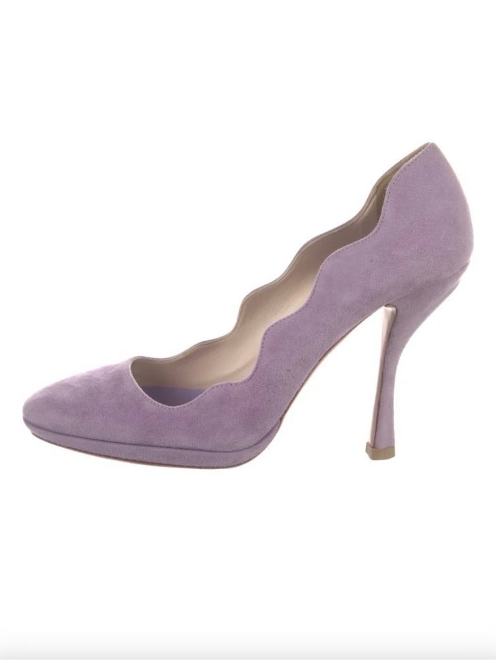 PRADA Lavender Scalloped Suede High Heel Pump - Women